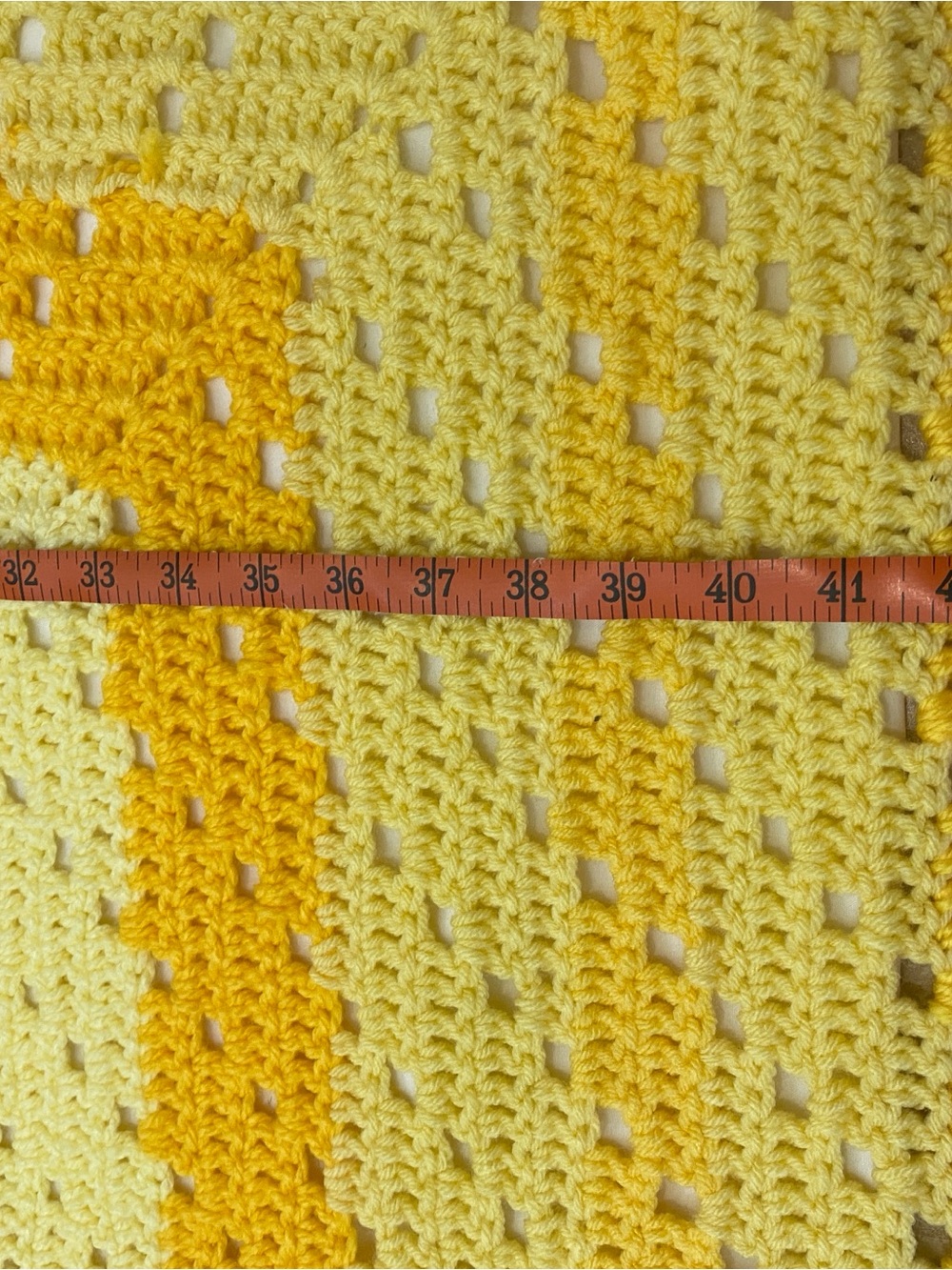 Handmade Sunny Yellow Crochet Throw Blanket - Picture 2 of 3